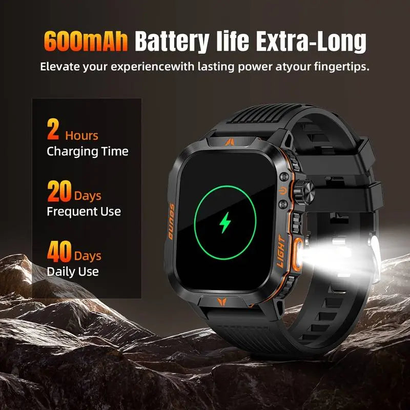 2026 Men's Smart Sports Watch – LED, Calls, Messages, Fitness, Voice Assistant